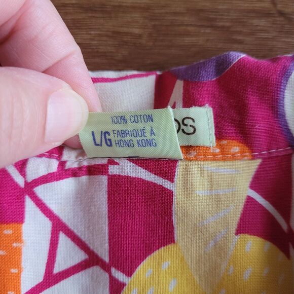 Vintage 80s Esprit Kids Food Fruit Print Button Short Sleeve Shirt Teens Sz L - Picture 13 of 14